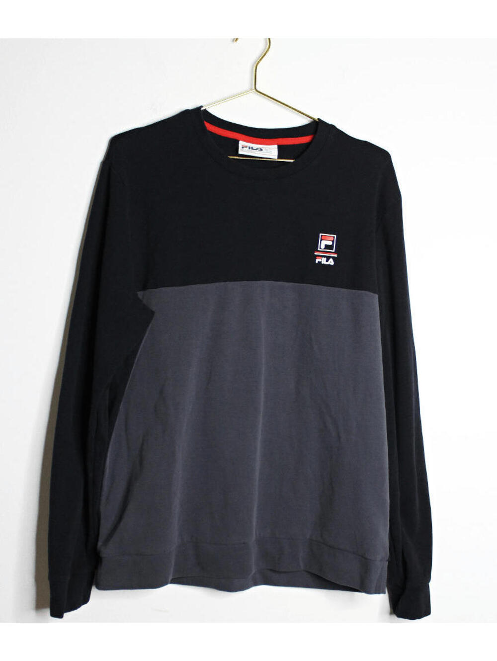 FILA Charcoal Gray Black Long Sleeve Tshirt - Large